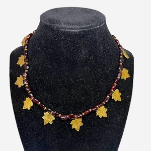 Alva studios museum reproduction maple leaf garnet necklace